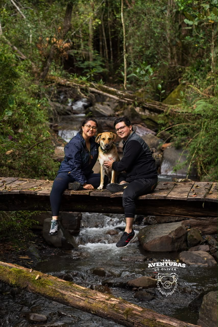 Sebastian and his dog Cosmo on a hike in Colombia