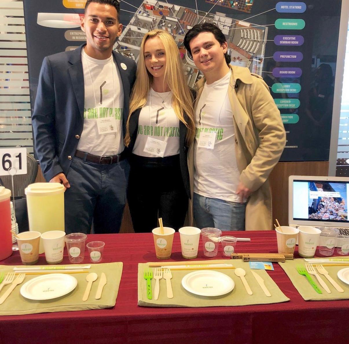 Sebastian pitching No More Plastic at a Tampa competition, 2017